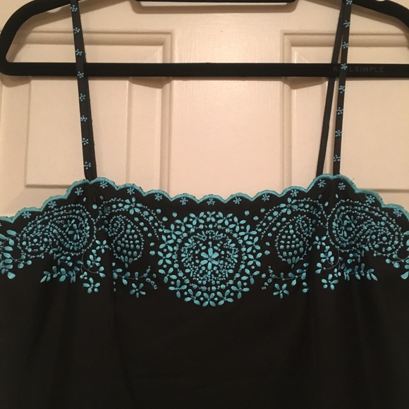 Ann Taylor Black Dress With Turquoise Design - Picture 3 of 7